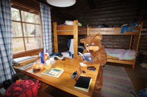 Nalle Karhu tutkii lintukirjaa